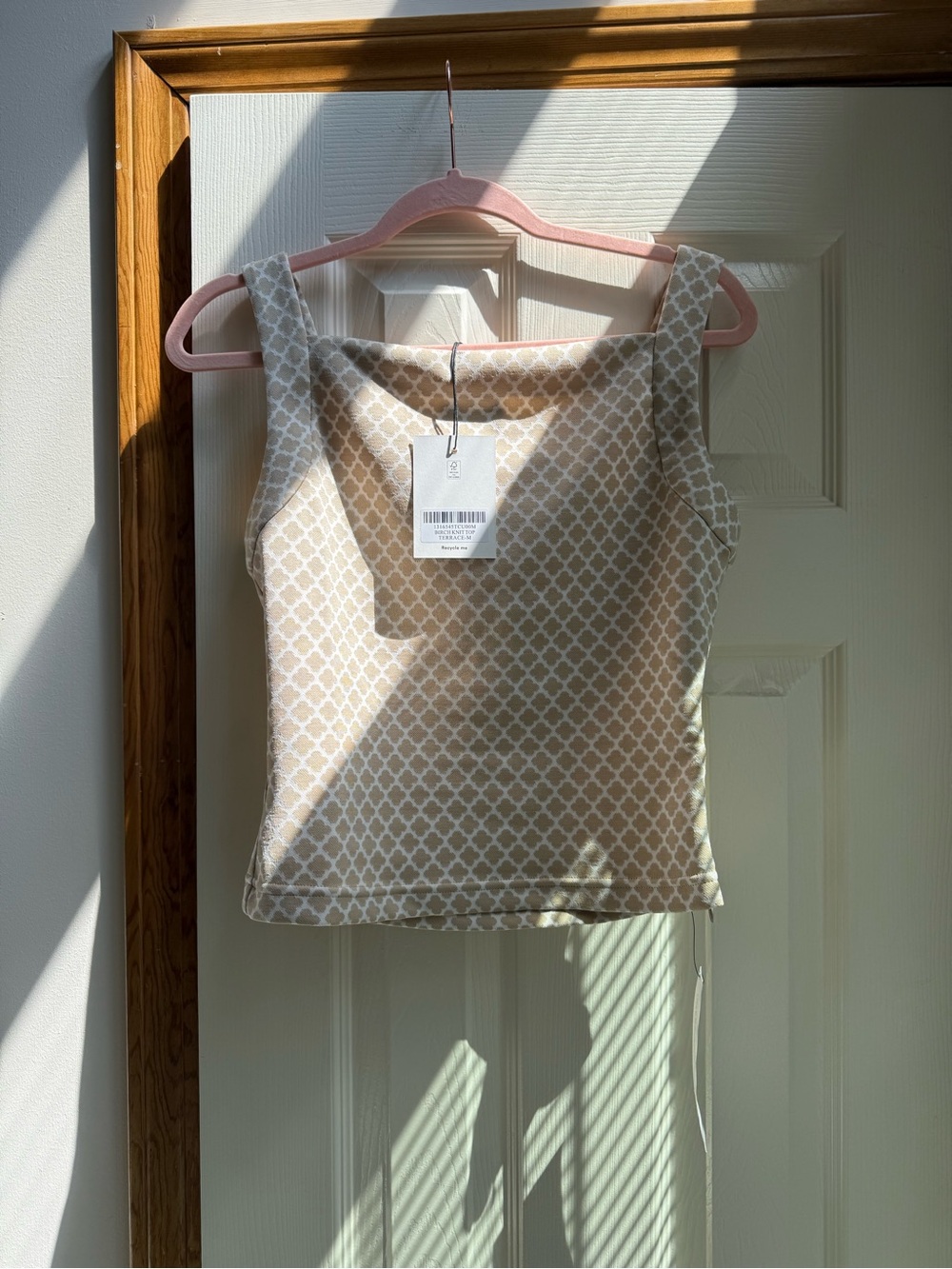 NWT Reformation Sleeveless Beige Patterned Square-Neck Top